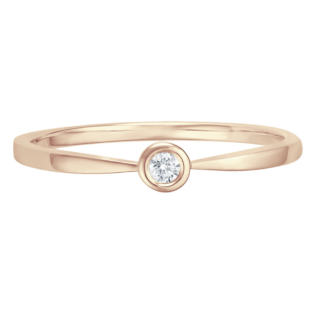 Solitaire Ring Roségold Brillant 0.040 ct. w/si, liegend