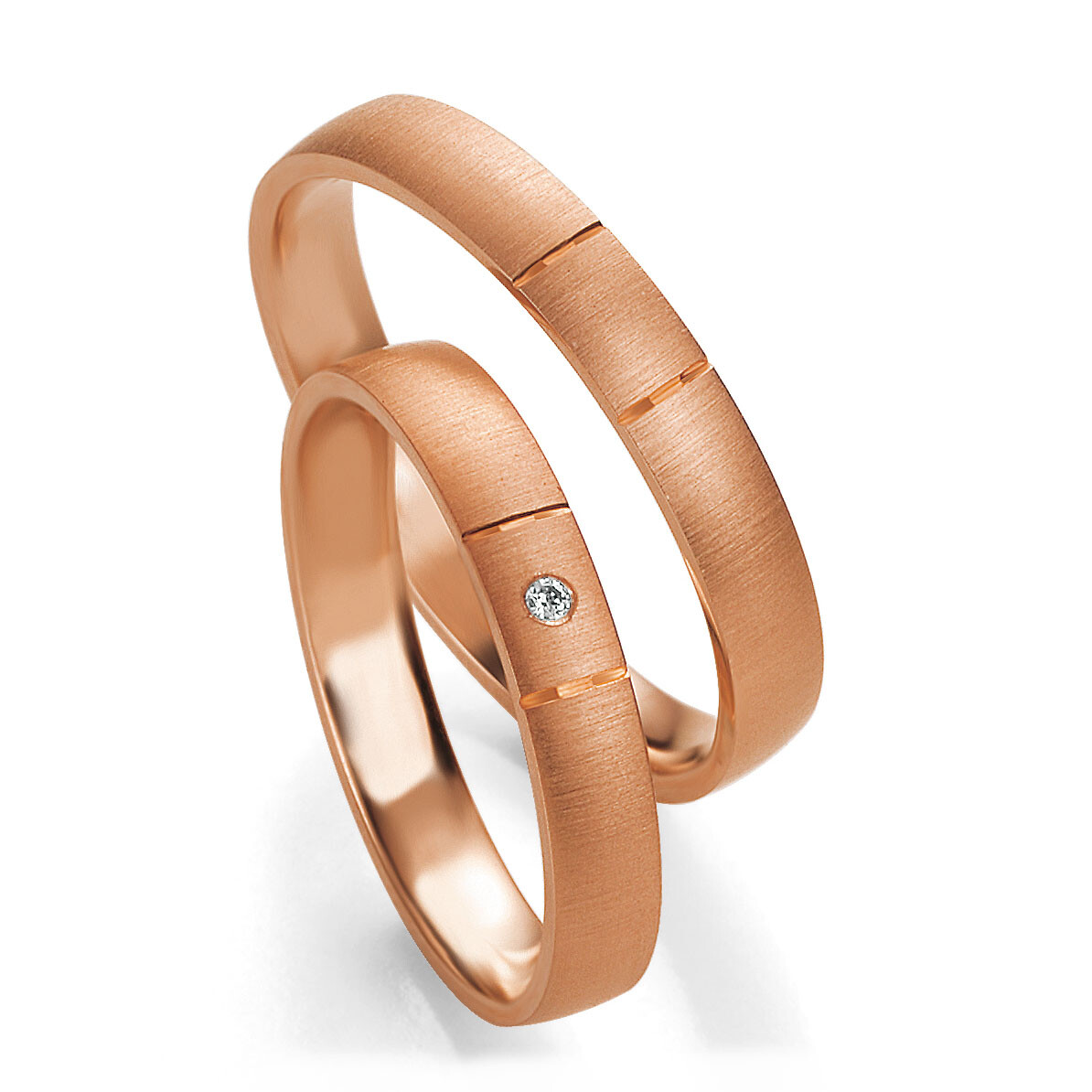 Trauringe Rotgold Basic Light Brillant 0,010 ct.