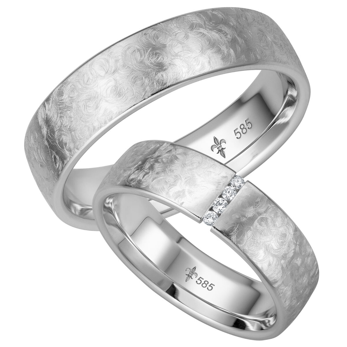 Giloy Trauringe TR-0-00031 & TR-1-00031 Victoria Weißgold