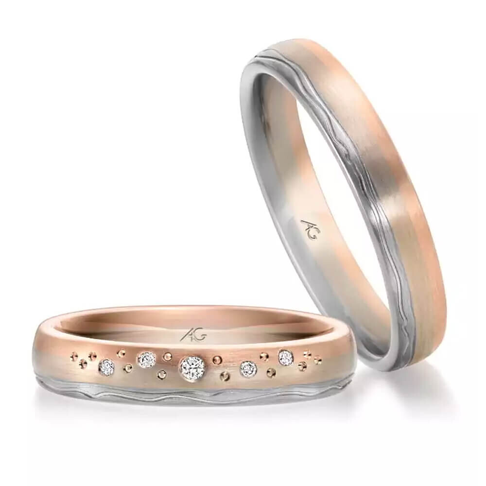 Trauringe Bicolor Morgenröte Brillant 0,035 ct.