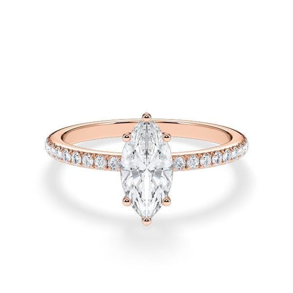 Verlobungsring Hidden Halo Lab-Grown Marquise-Diamant Rotgold RU-1901