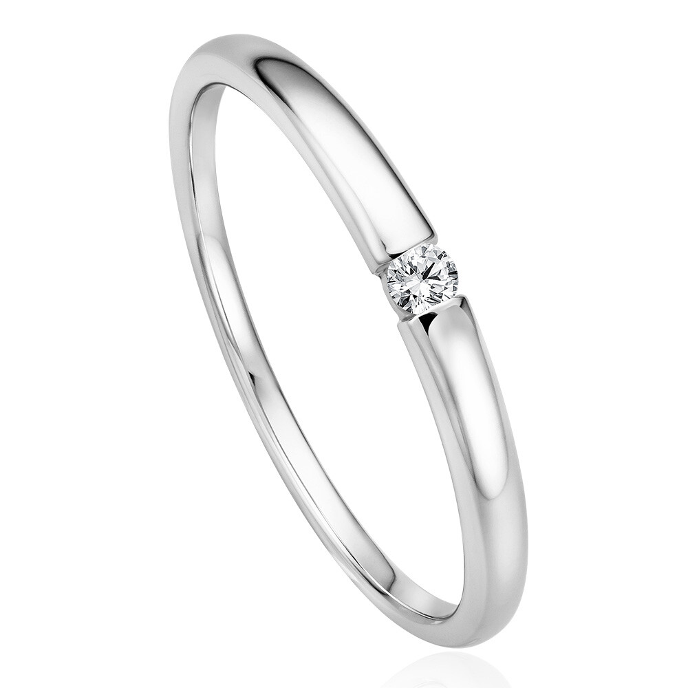 Solitaire Ring Weißgold Brillant 0.040 ct. w/si