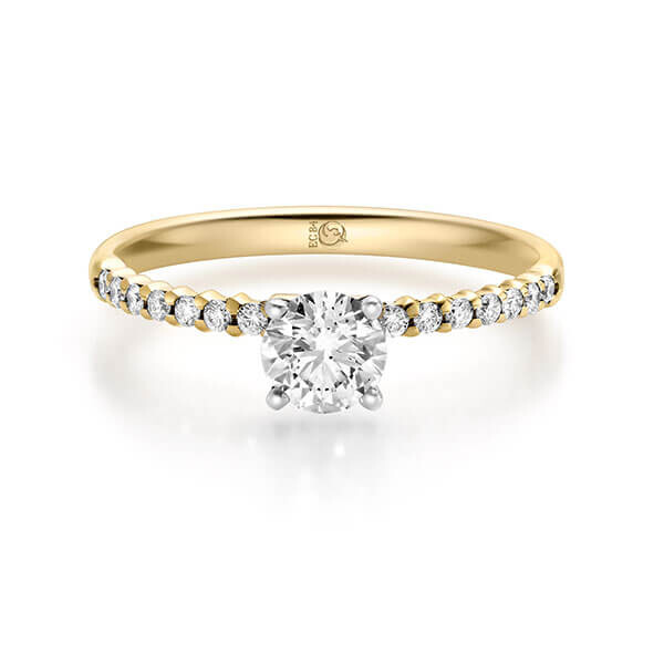 Diamantring Gelbgold 916 zus. 0,640 ct, Lab-Grown & tw,si Brillant RU-1724-8