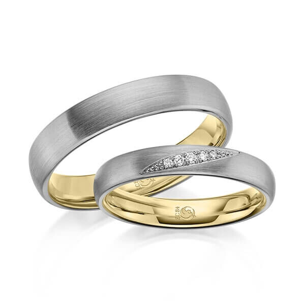 Trauringe Diamanten quer Graugold dunkel Gelbgold RU-1642