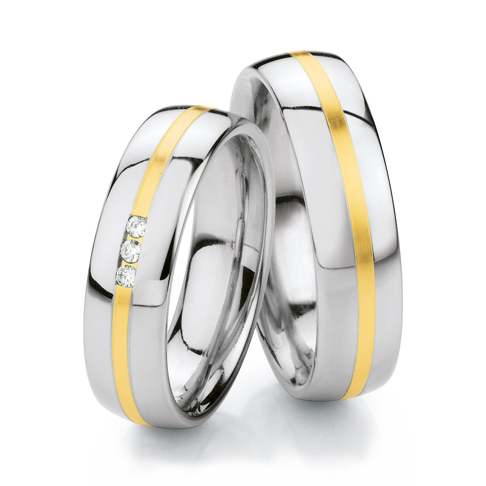 Trauringe Edelstahl & Gelbgold 585