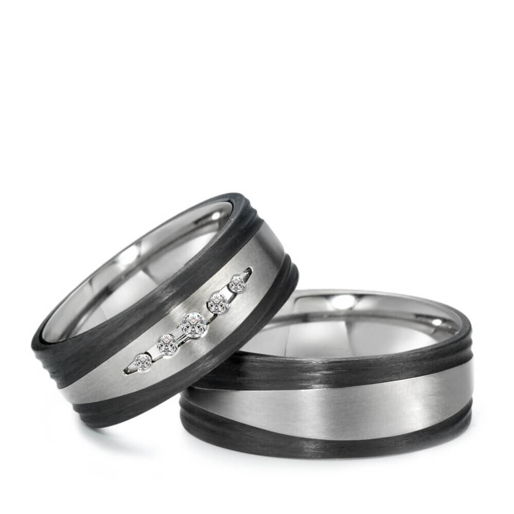 Trauringe Titan & Carbon Brillant 0,090 ct.
