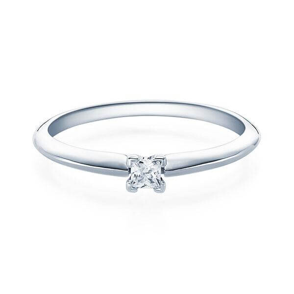 Verlobungsring Solitär 4er Krappe Princess Weißgold RU-1569