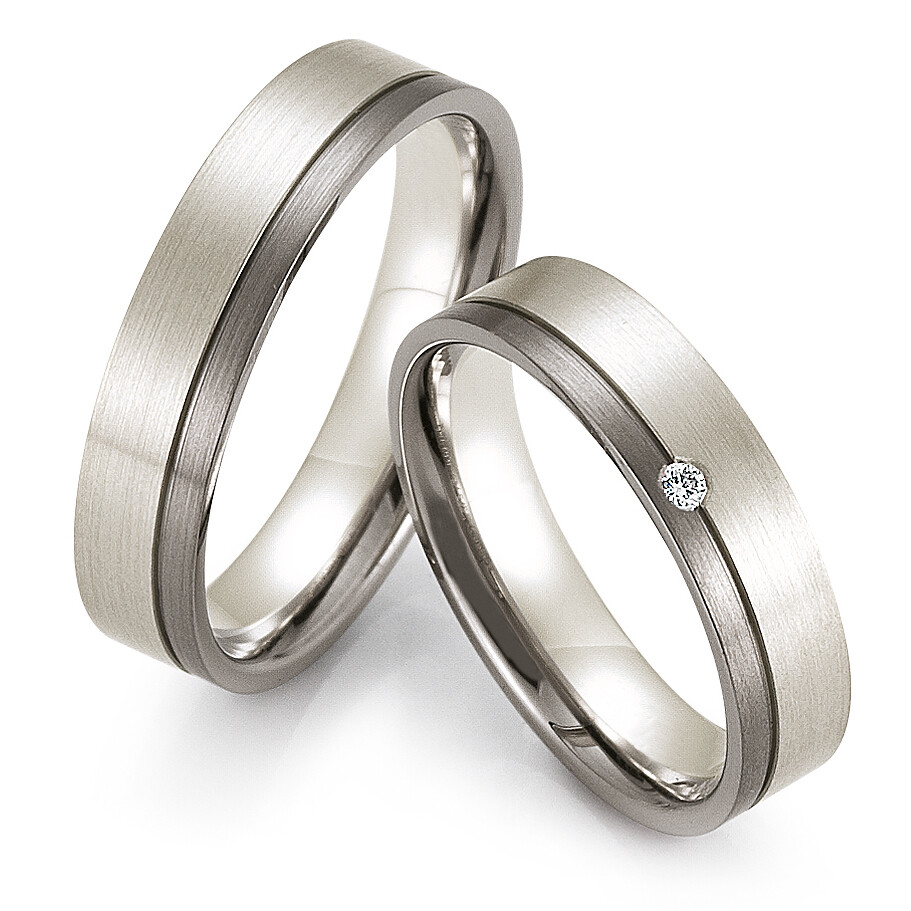 Trauringe Weißgold 375 & Palladium 500 GE 4/28210/5 & 28210/5