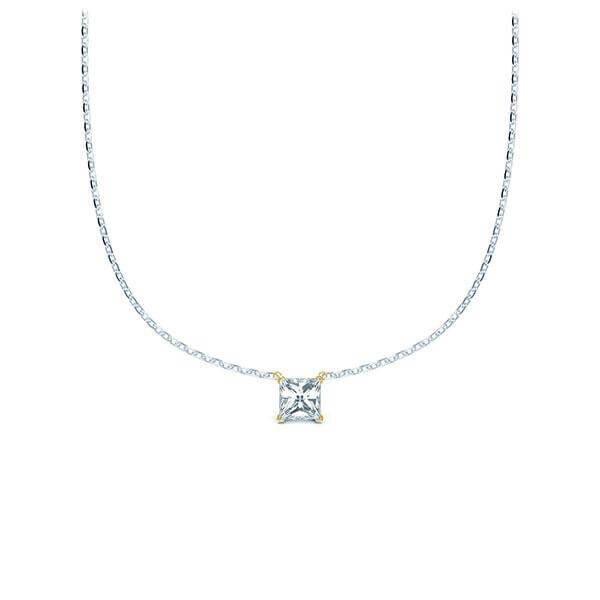 Collier Weißgold 585 Gelbgold 585 Prinzess-Diamant zus. 0,100 ct, tw, si RU-1581-4