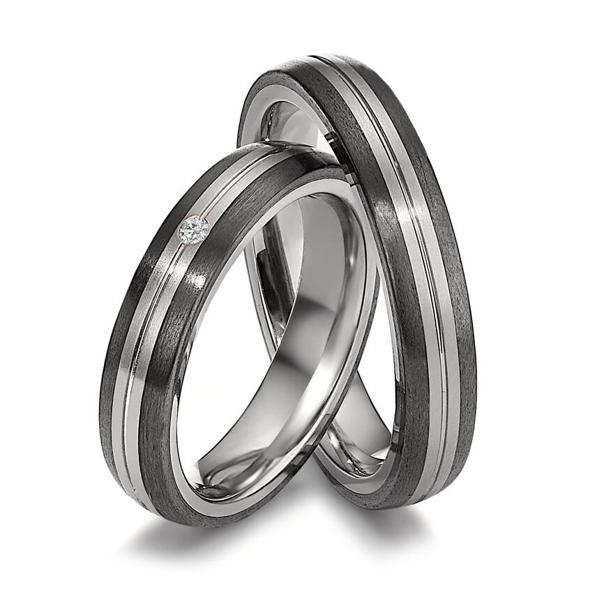 Trauringe Titan & Carbon Brillant 0,020 ct.