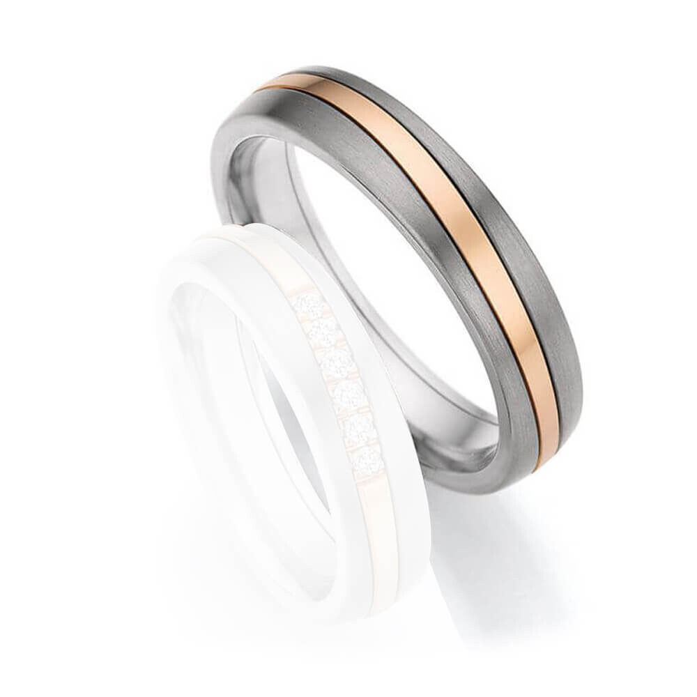 Herrenring Surfing Colors Titan & Roségold 585 1420010