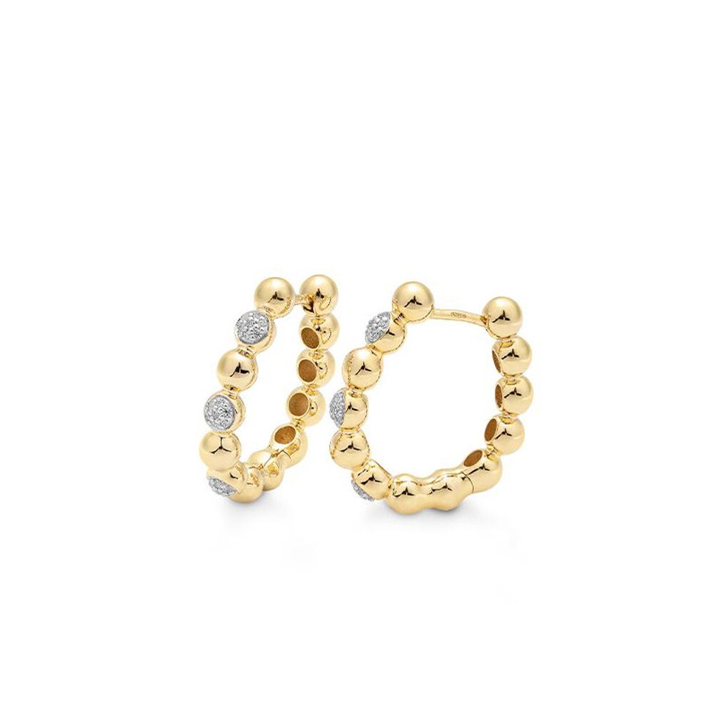 Creolen mit Kugeln aus Gelbgold Brillant BR243-6, ⌀  14 mm