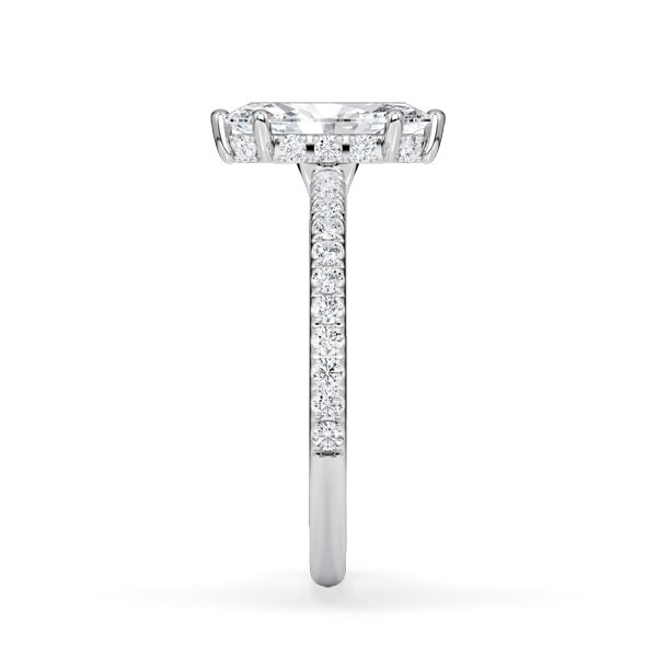 Ring Classic Hidden Halo Marquise Diamant Platin Rubin 1901