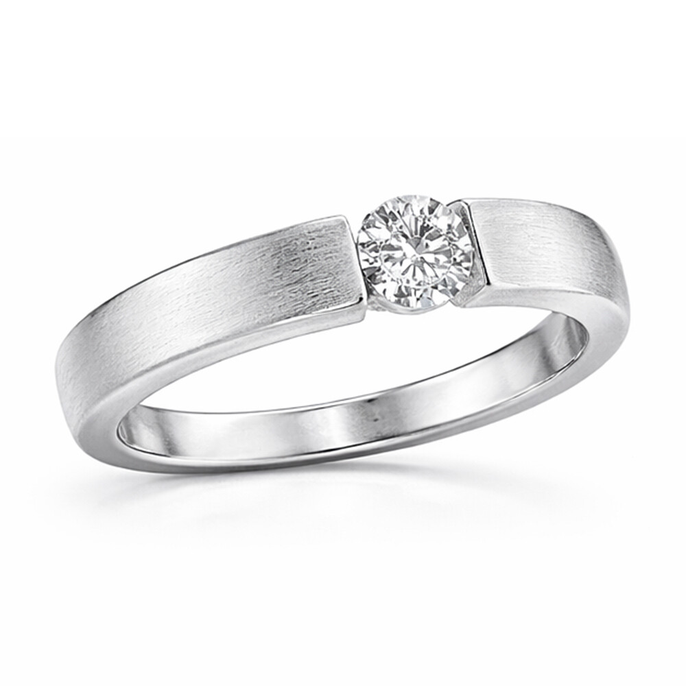 Antragsring Solitär Silber 925 Zirkonia Spannringoptik