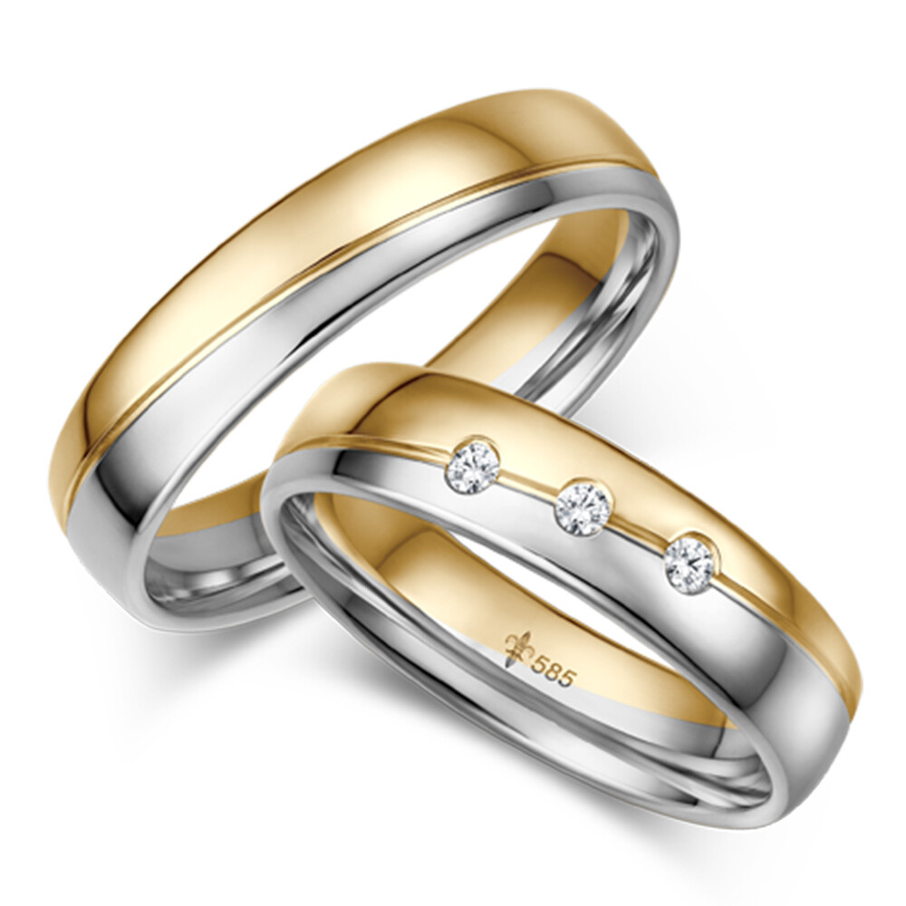 Trauringe Vanessa Gelbgold & Weißgold Brillant TR-0/TR-1-00069