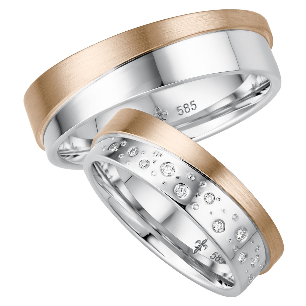 Trauringe Celine Weißgold & Roségold TR-0-00009 & TR-1-00009