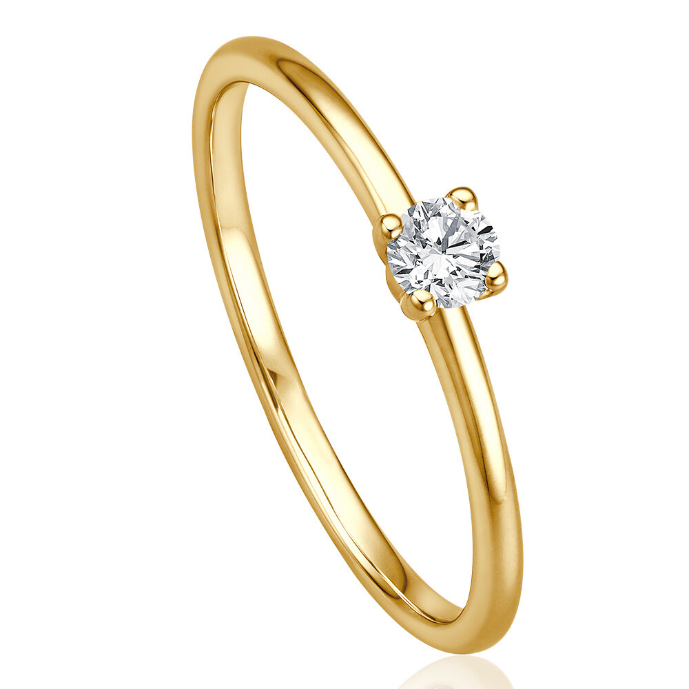 Solitaire Ring Gelbgold Brillant 0.170 ct. w/si
