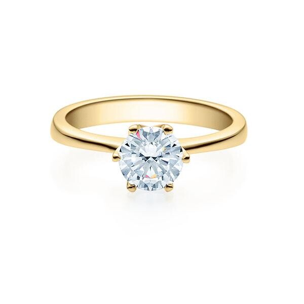 Verlobungsring Solitär 6er Krappe 18016 Lab-Grown Gelbgold RU-1495