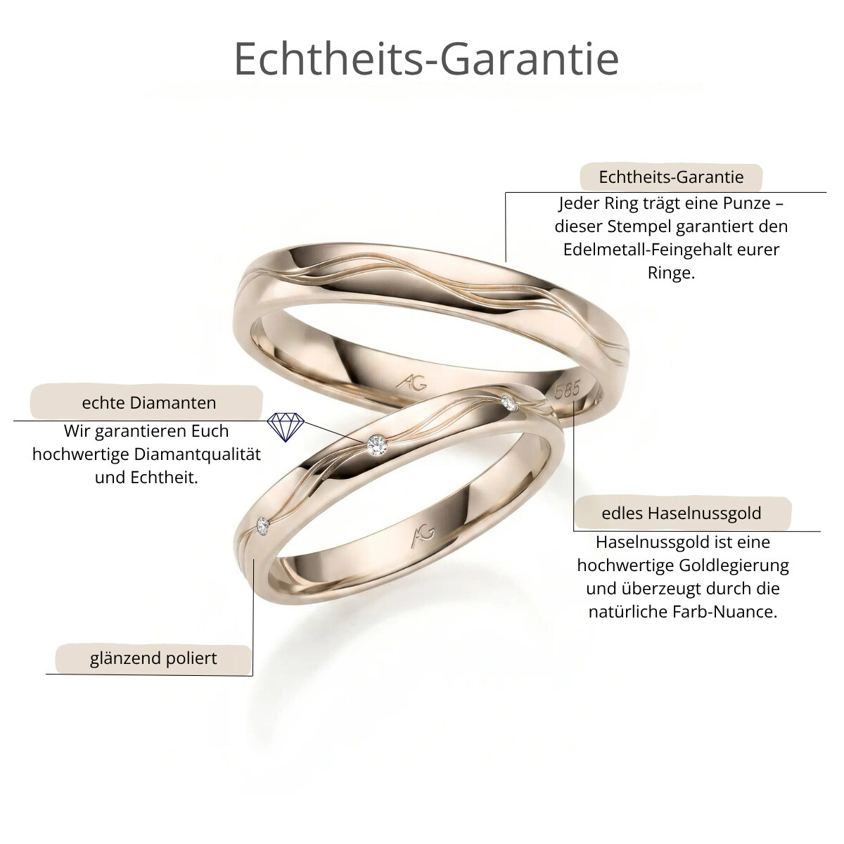 Trauringe Haselnussgold Brillant AG31471