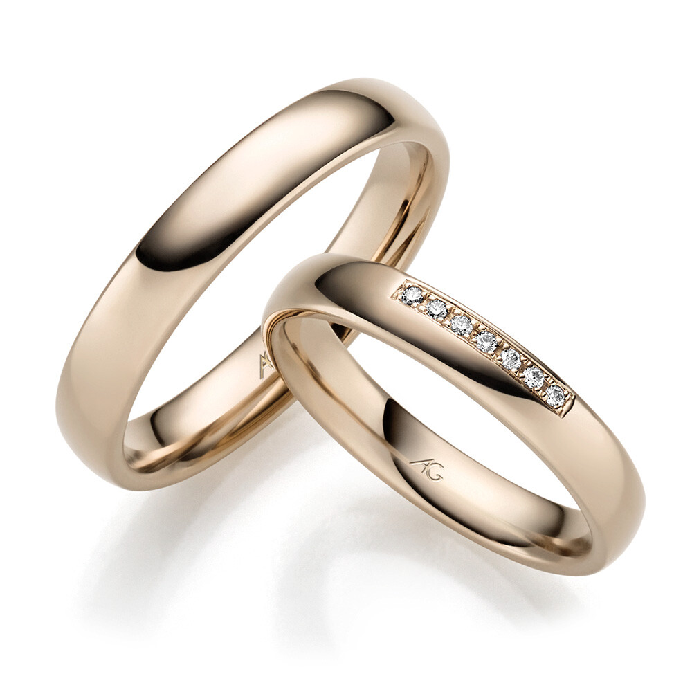 Trauringe Haselnussgold Brillant 0,035 ct.