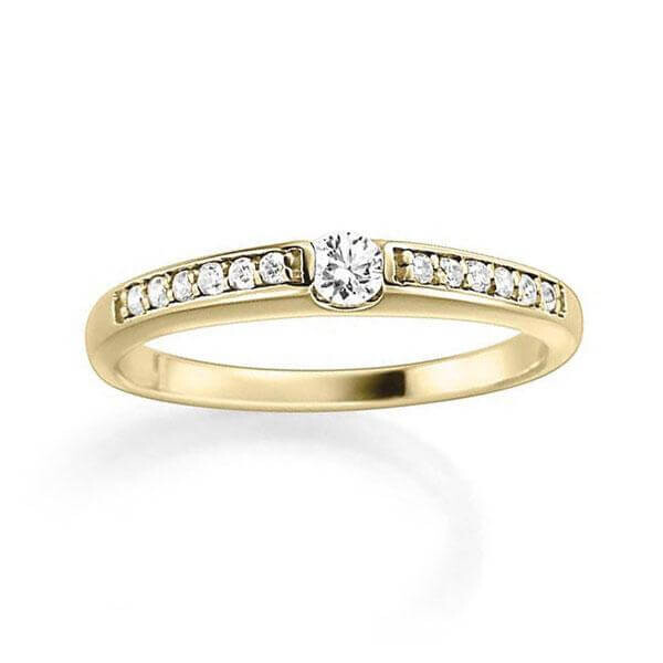 Diamantring mit seitlichem Steinbesatz Gelbgold RU-1273
