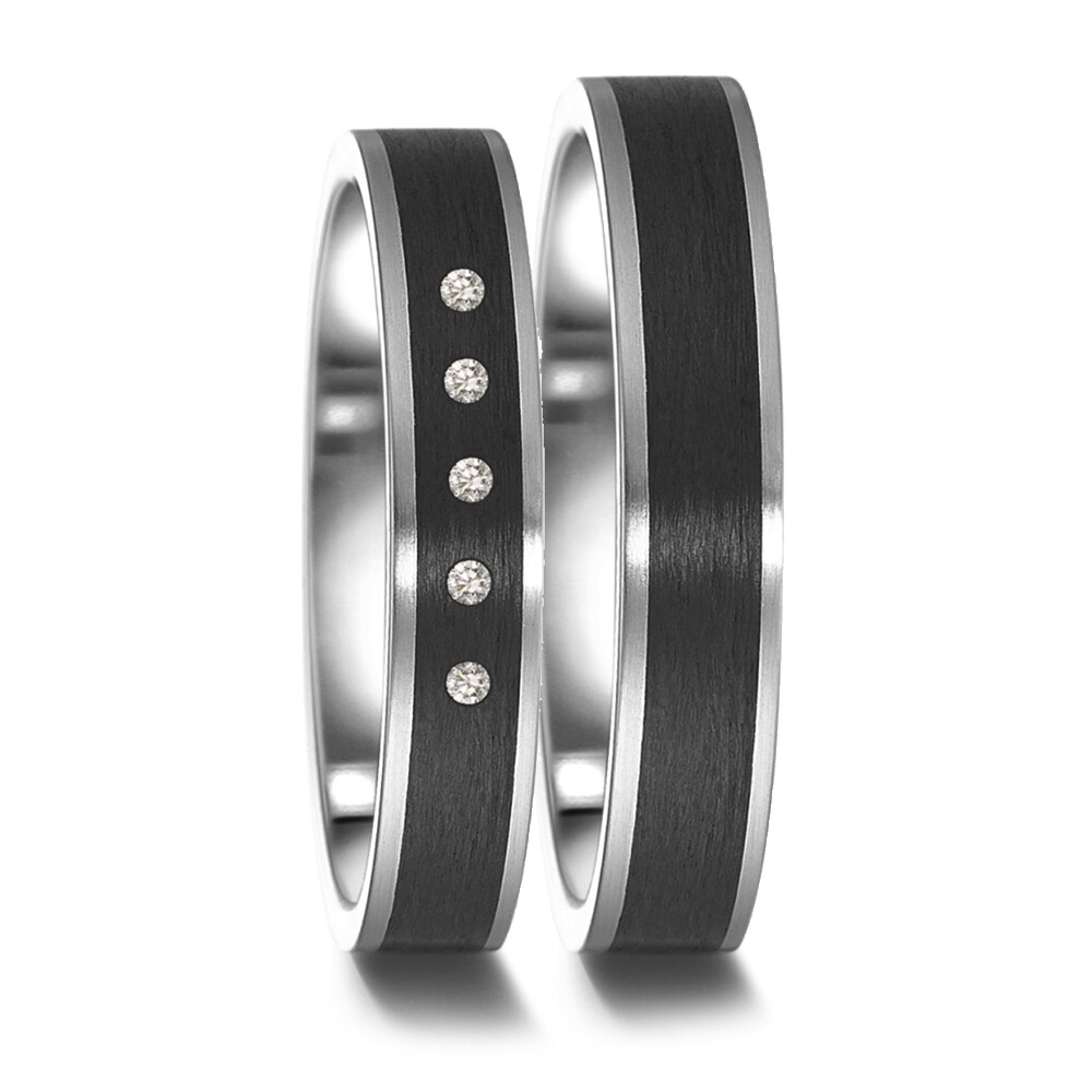 Trauringe Edelstahl & Carbon Brillant 0,040 ct.