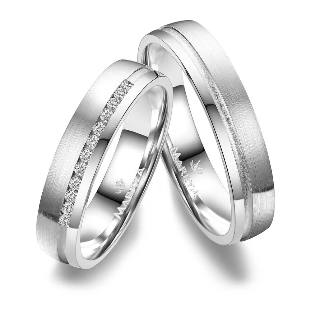 Trauringe Partnerringe Silber & Gold Zirkonia SGC08