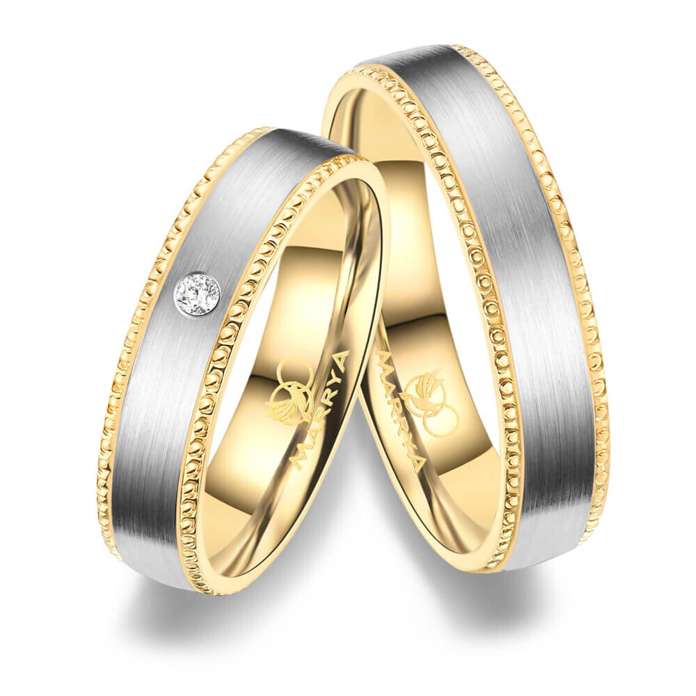 Partnerringe Titan Gold Perlfuge Brillant TI41