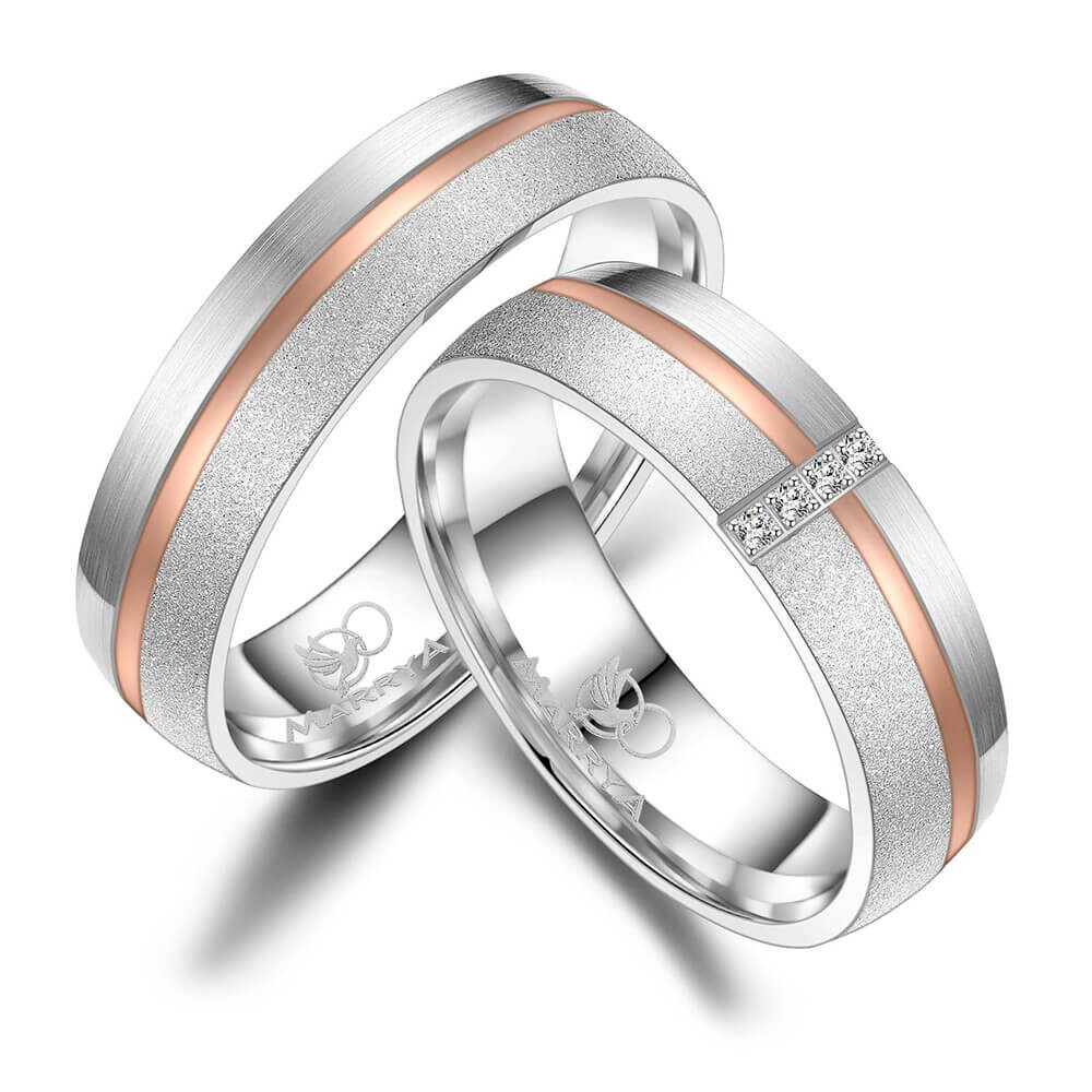 Trauringe Partnerringe Silber & Gold Zirkonia SGA07