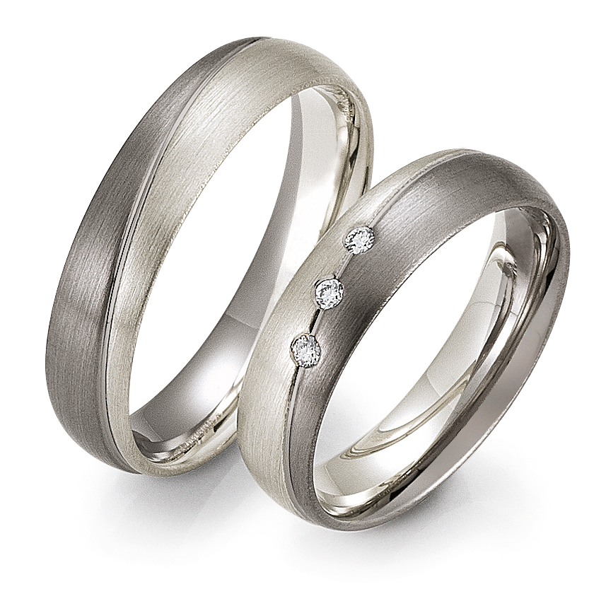 Trauringe Weißgold 375 & Palladium 500 GE 4/28211/5 & 28211/5