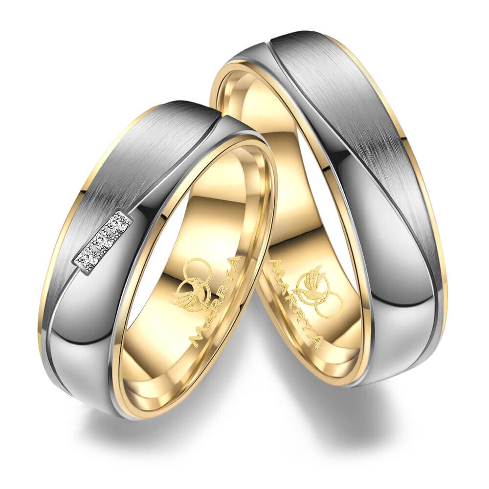 Partnerringe Titan Gelb plattiert Zirkonia TI26