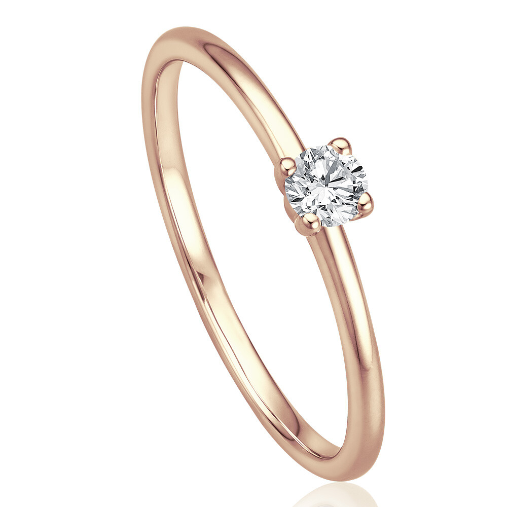 Solitaire Ring Roségold Brillant 0.170 ct. w/si