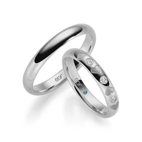 Trauringe Graugold Herzen Brillant F-1397-4