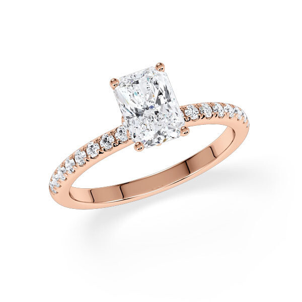 Diamantring Veiled Halo Radiant Rotgold Rubin 1896