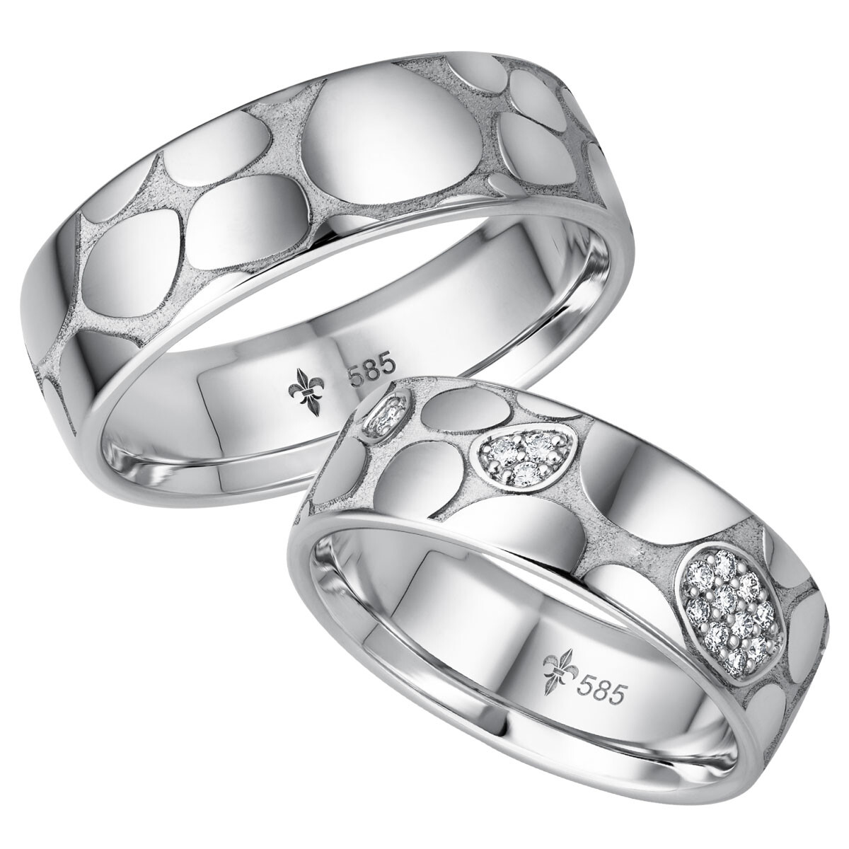 Extravagante Trauringe Cécile aus Weißgold Brillant