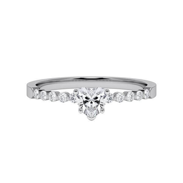 Diamantring Graugold 750 & Weißgold 750 Herz-Diamant zus. 0,550ct. RU-1792