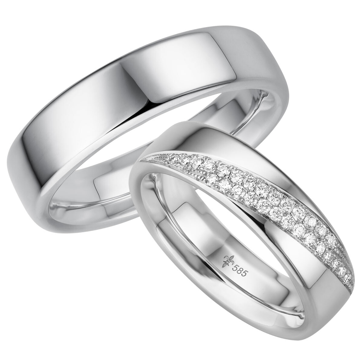 Trauringe Tessa Weißgold TR-0-00033 & TR-1-00033