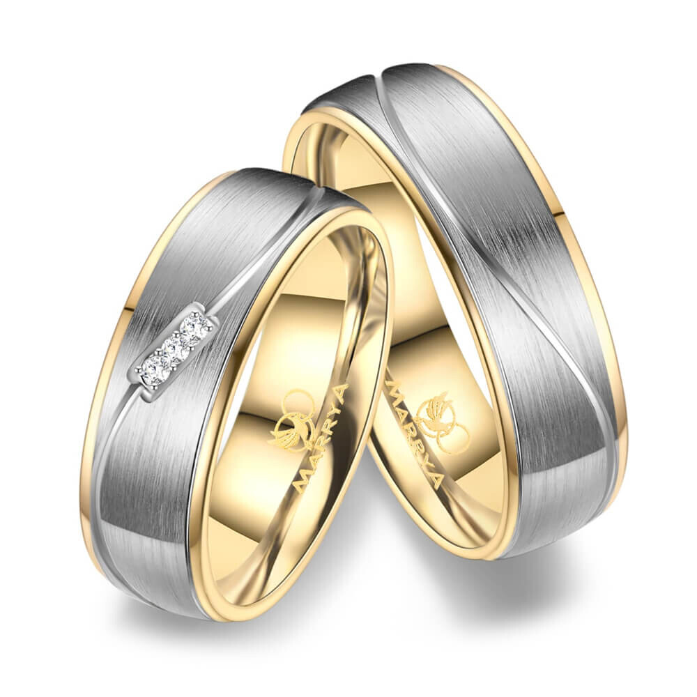 Trauringe Partnerringe Titan Gold Zirkonia TI05