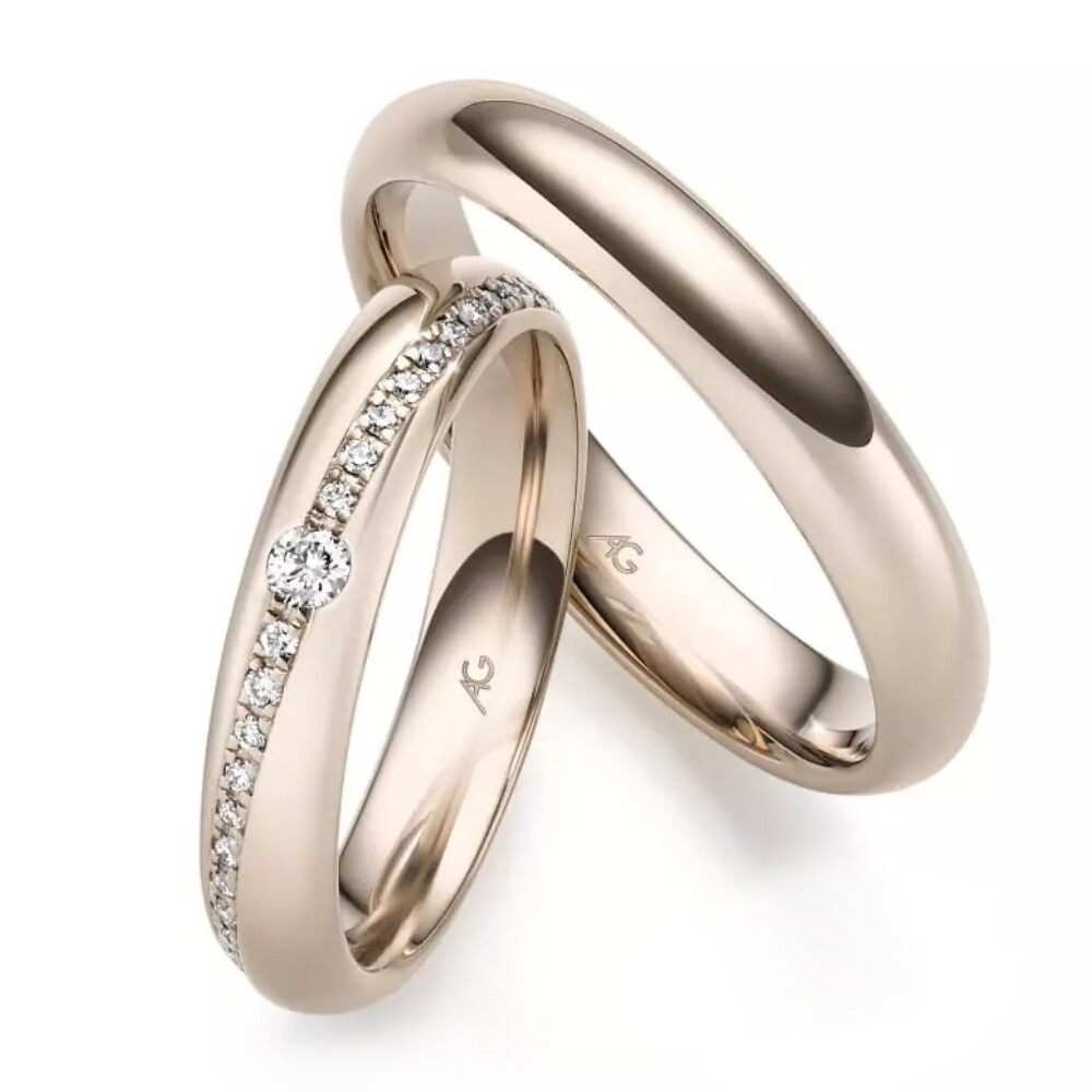 Trauringe Haselnussgold Brillant 0,160 ct.