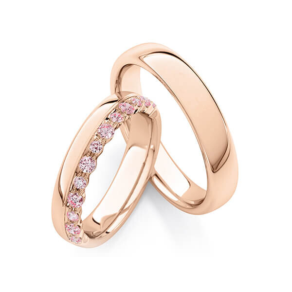 Trauringe Memoire Rotgold 375 Pink zus. 0,380 ct. RU-1760