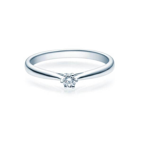 Verlobungsring Solitär Brillant 0,080 ct. w, si Silber 925rhodiniert 6er Kappe RU-1504
