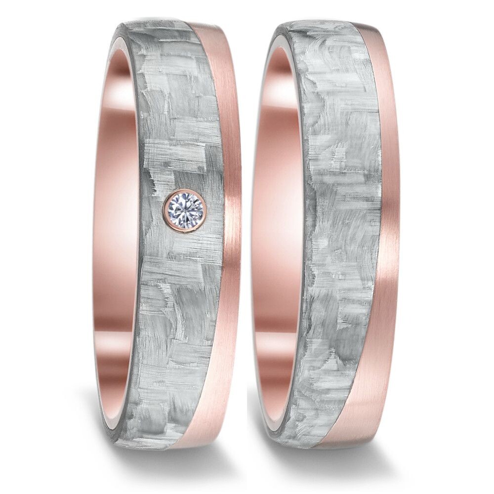 Trauringe Carbon Rotgold 585 Brillant TF 52618