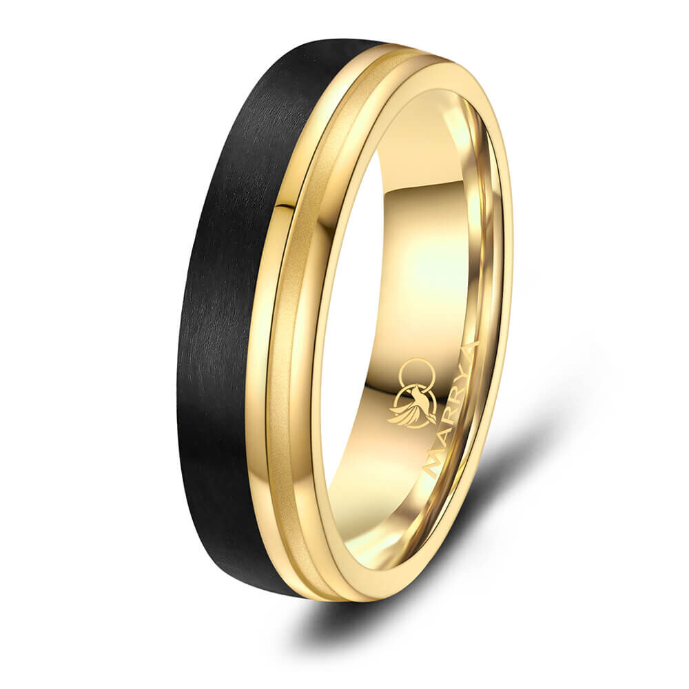 Herrenring Edelstahl Gold Carbon CA02
