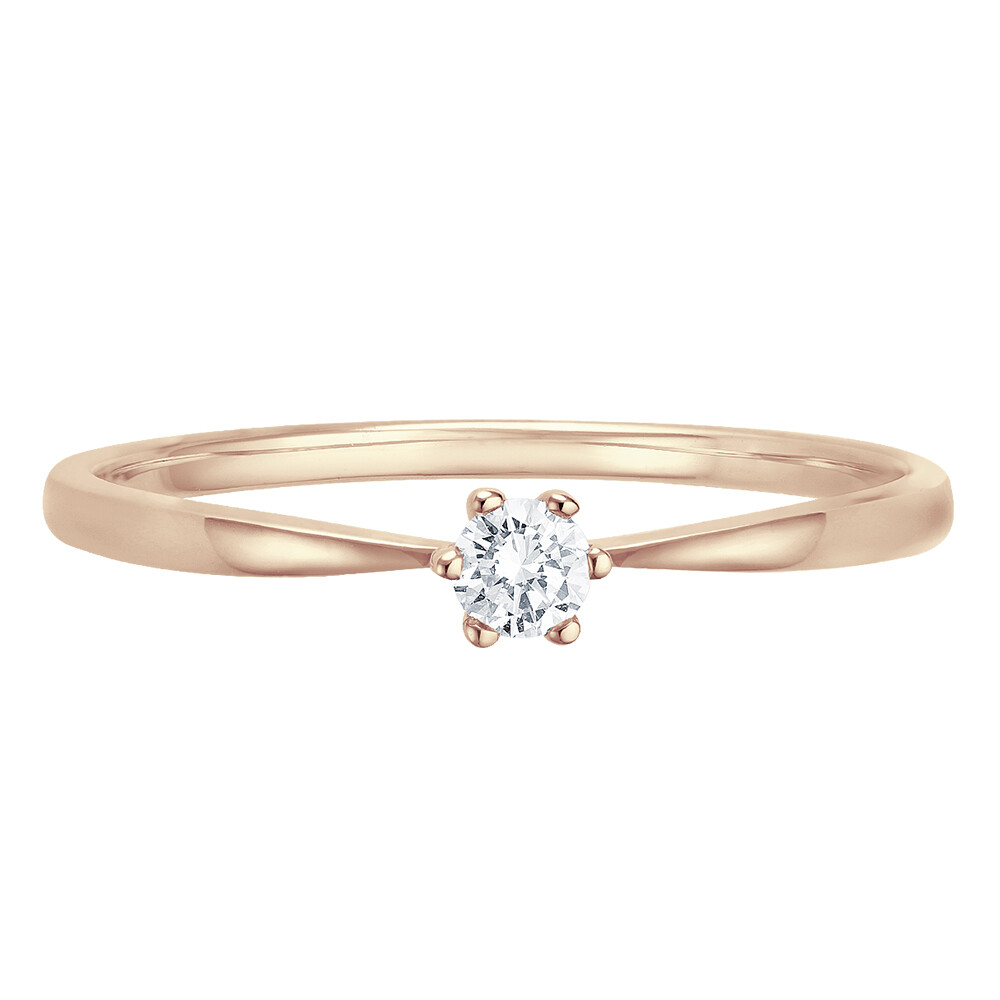 Solitaire Ring Roségold Brillant 0.090 ct. w/si, liegend