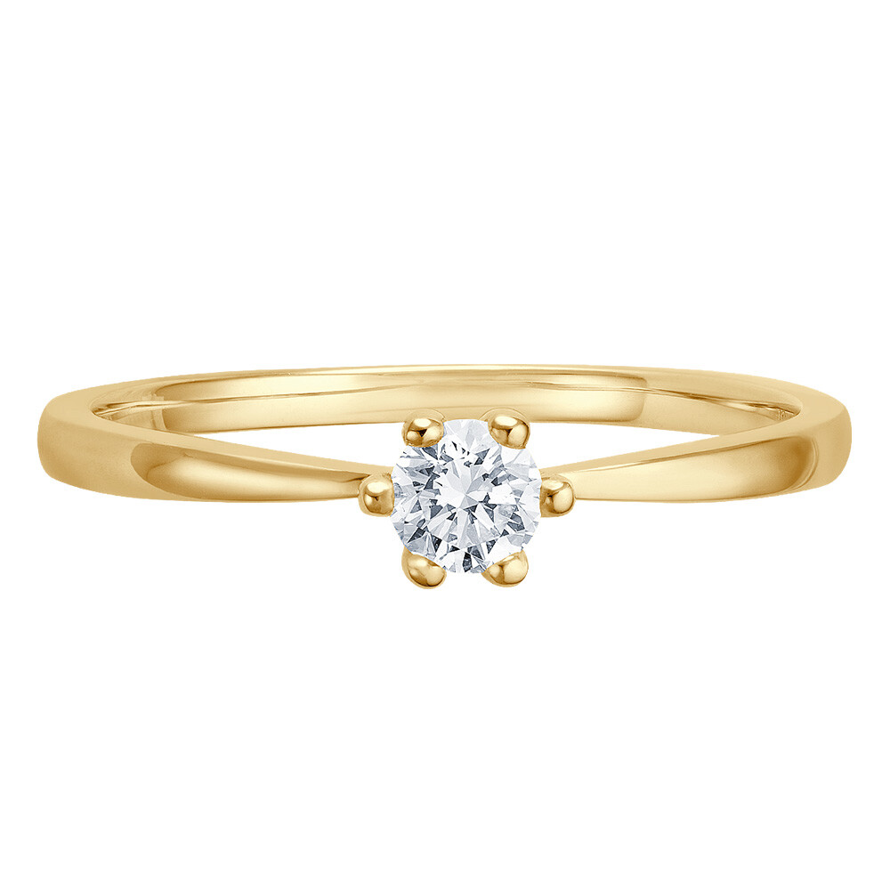 Solitaire Ring Gelbgold Brillant 0.170 ct. w/si, liegend