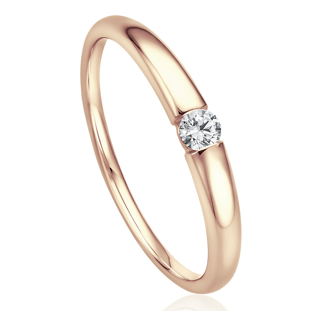 Solitaire Ring Roségold Brillant 0.090 ct. w/si