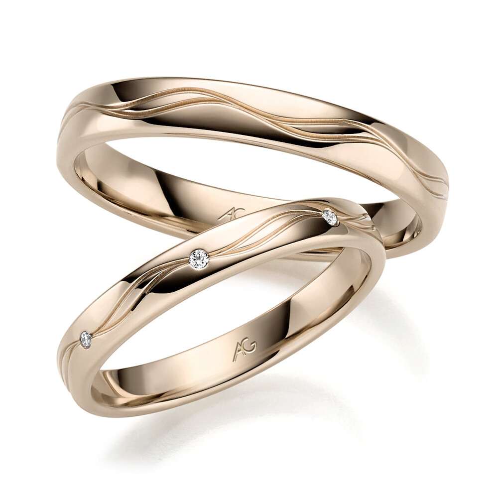 Trauringe Haselnussgold Brillant 0,015 ct.