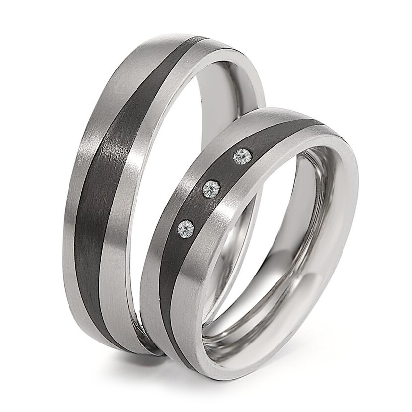 Trauringe Titan & Carbon Brillant 0,030 ct.