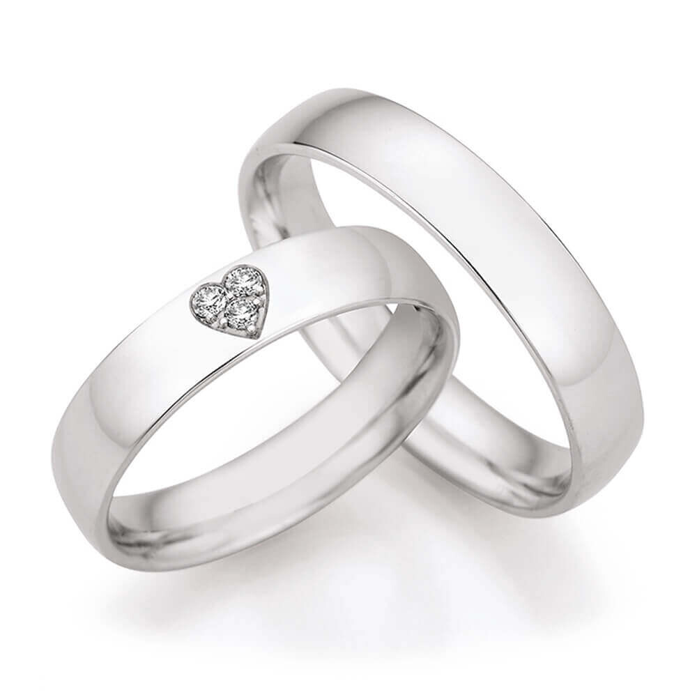 Eheringe Honeymoon Herz Weißgold Brillant 0,075 ct.