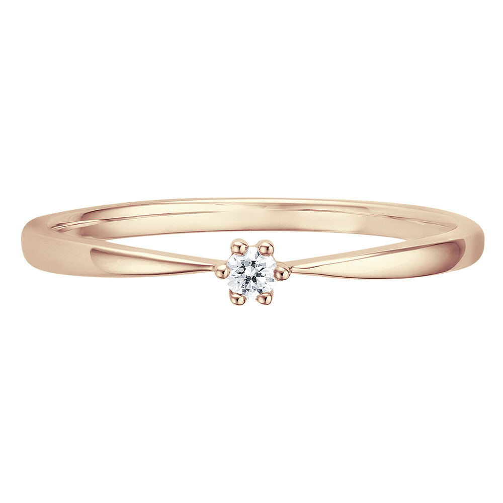 Solitaire Ring Roségold Brillant 0.040 ct. w/si, liegend